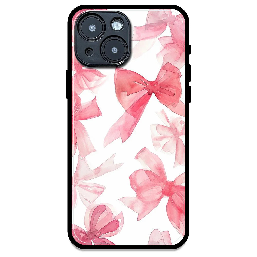 Cute Pink Bows - Glossy Metal Silicone Case For Apple iPhone Models