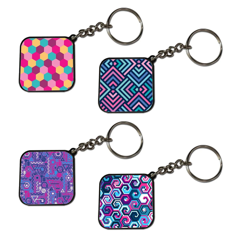 Geometric - A Combo Of 4 Black Border Keychains