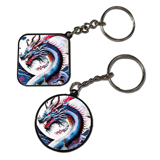 Blue Dragon- Keychain With Black Border (Pack Of 2)