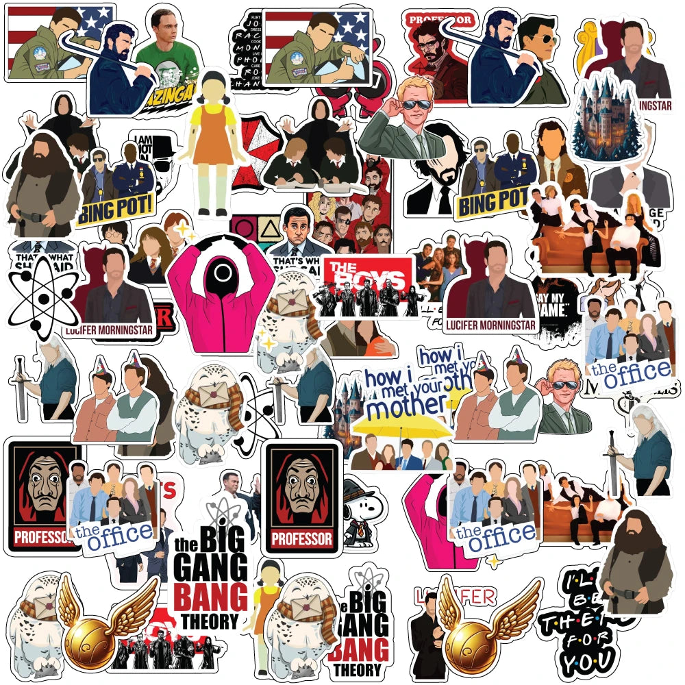 TV Series Stickers Pack – 42+ Pop Culture Waterproof Stickers