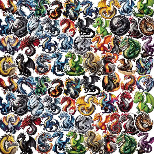 Dragons – 38 Waterproof Aesthetic Stickers for Phone Cases, Clear Covers, Journals, Scrapbooks & More