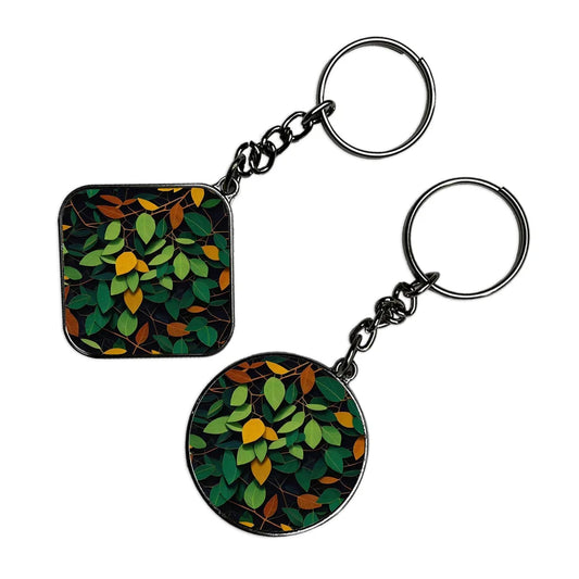 Leaves - Keychain With Silver Border (Pack Of 2)