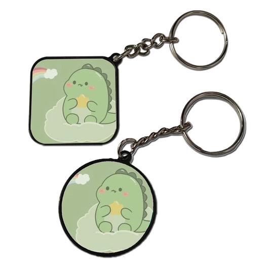 Cute Dinosaur - Keychain With Black Border (Pack Of 2)