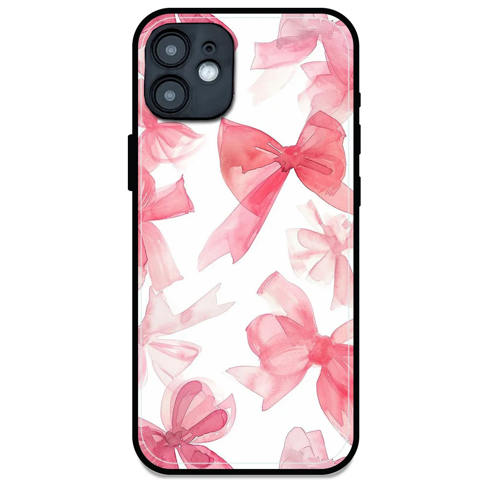 Cute Pink Bows - Glossy Metal Silicone Case For Apple iPhone Models