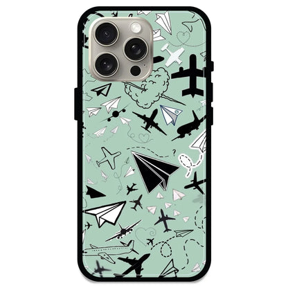 Planes - Glossy Metal Silicone Case For Apple iPhone Models- Apple iPhone 15 pro max