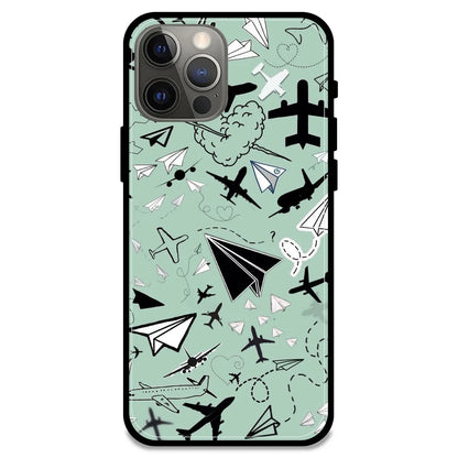 Planes - Glossy Metal Silicone Case For Apple iPhone Models- Apple iPhone 12 pro