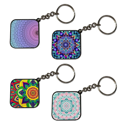 Mandala - A Combo Of 4 Black Border Keychains