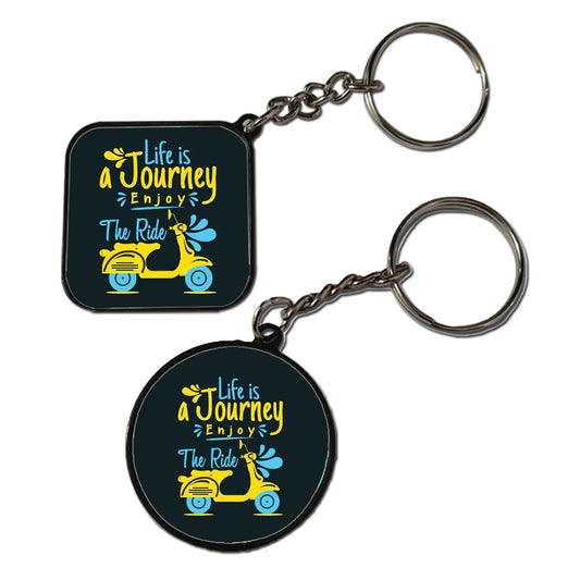 Life Is A Journey - Keychain With Black Border (Pack Of 2)