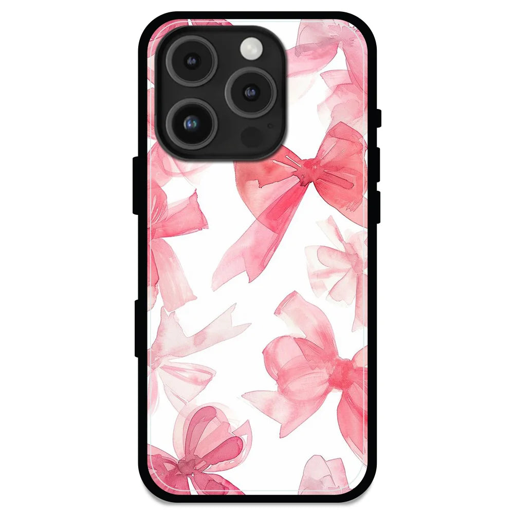 Cute Pink Bows - Glossy Metal Silicone Case For Apple iPhone Models