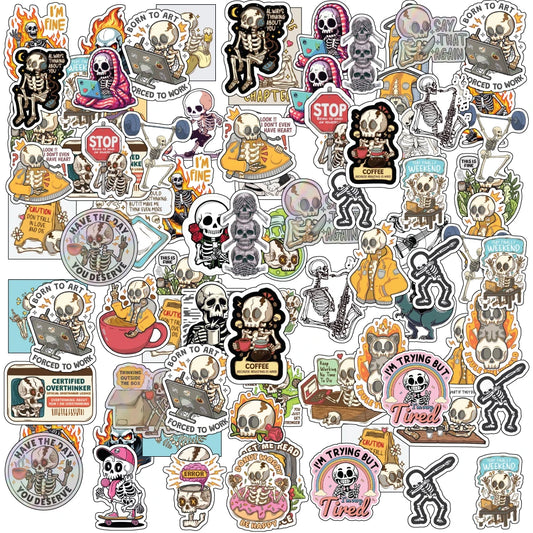 Skeleton Stickers Pack – 42+ Waterproof Goth Aesthetic Stickers