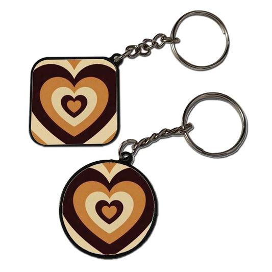 Brown Hearts - Keychain With Black Border (Pack Of 2)