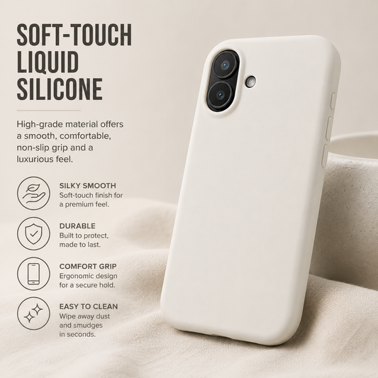 White Liquid Silicone Case For Apple iPhone Models