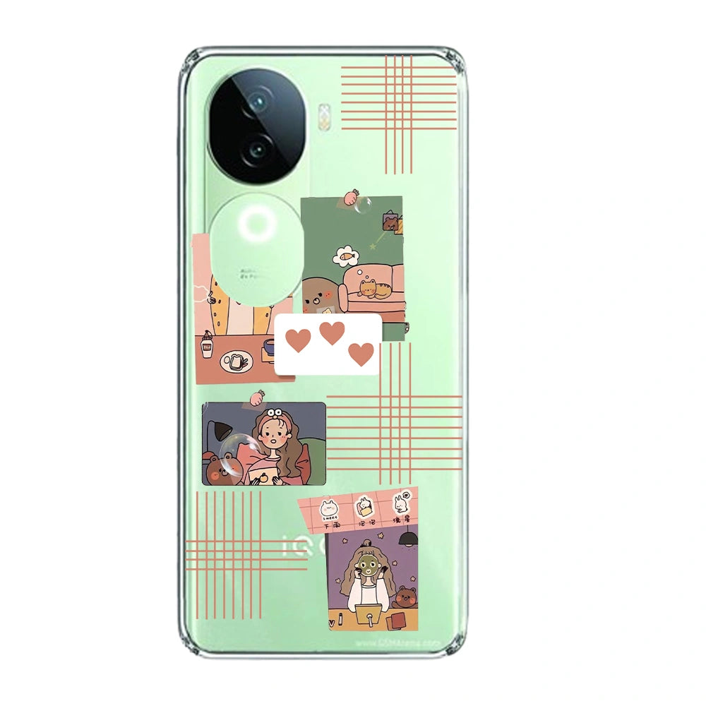 Cute Girl - Clear Printed Silicone Case For IQOO Infographic