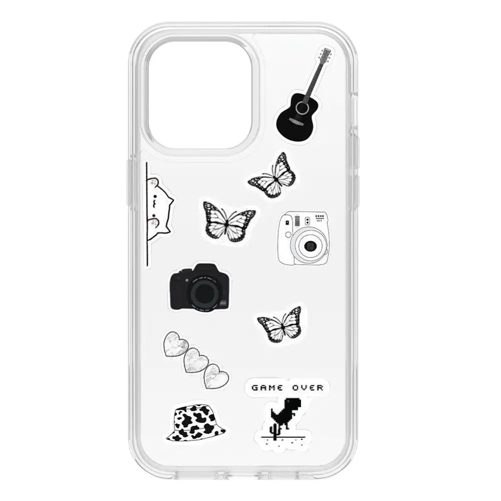 Black And White Themed Stickers with clear case