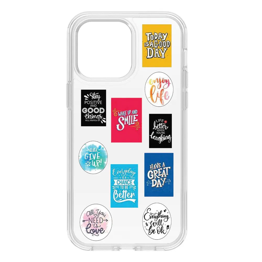 Rainbow Quotes Themed Stickers on clear case