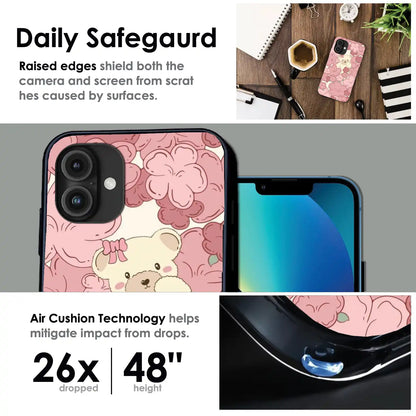 Blush Teddy Floral - Glossy Metal Silicone Case For Apple iPhone Infographic