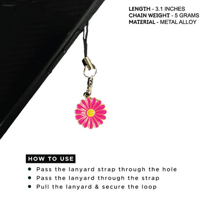 Pink Daisy - Mini Phone Charm