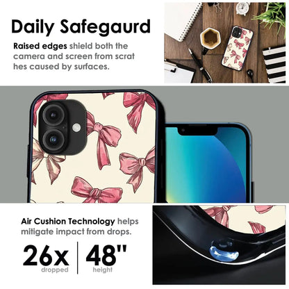 Pastel Pink Bows - Glossy Metal Silicone Case For Apple iPhone Models