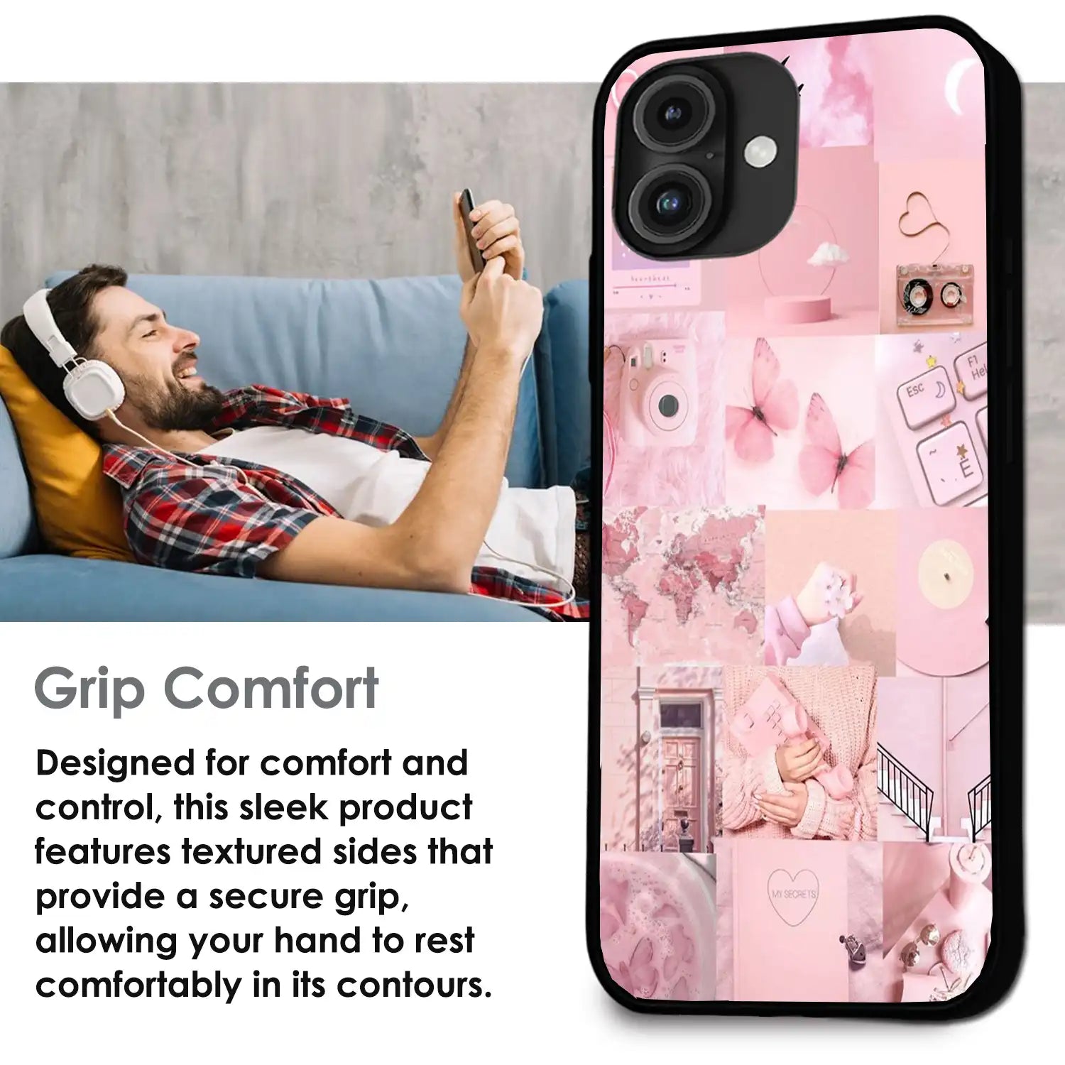 'Blush Aesthetic - Glossy Metal Silicone Case For Apple iPhone Infographic