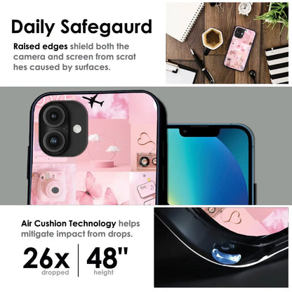 'Blush Aesthetic - Glossy Metal Silicone Case For Apple iPhone Infographic