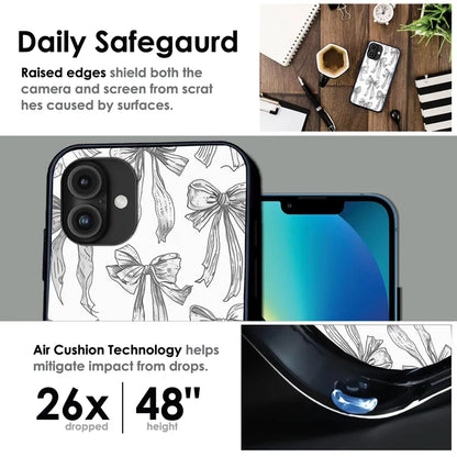White Bows - Glossy Metal Silicone Case For Apple iPhone Models