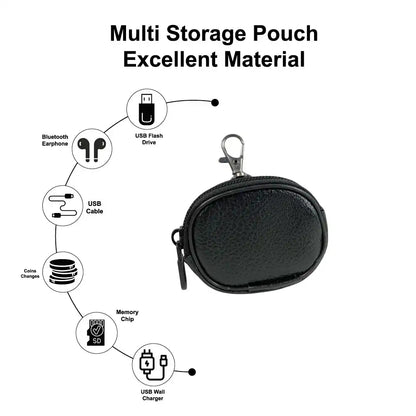Premium Leather Keychain Coin Pouch Case with Zipper & Clip Hook Infographic