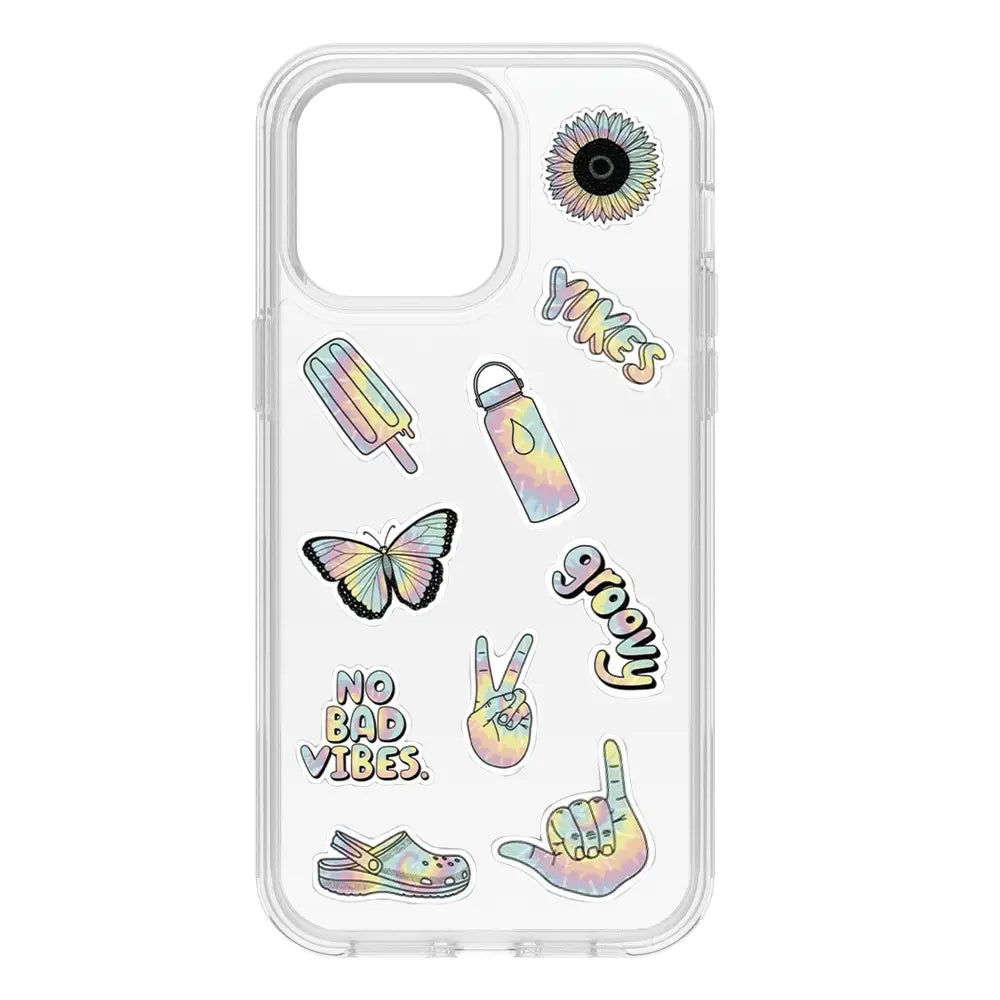 Holographic Themed Stickers on clear case