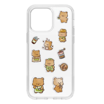 Brown Bears Themed Stickers on clear case