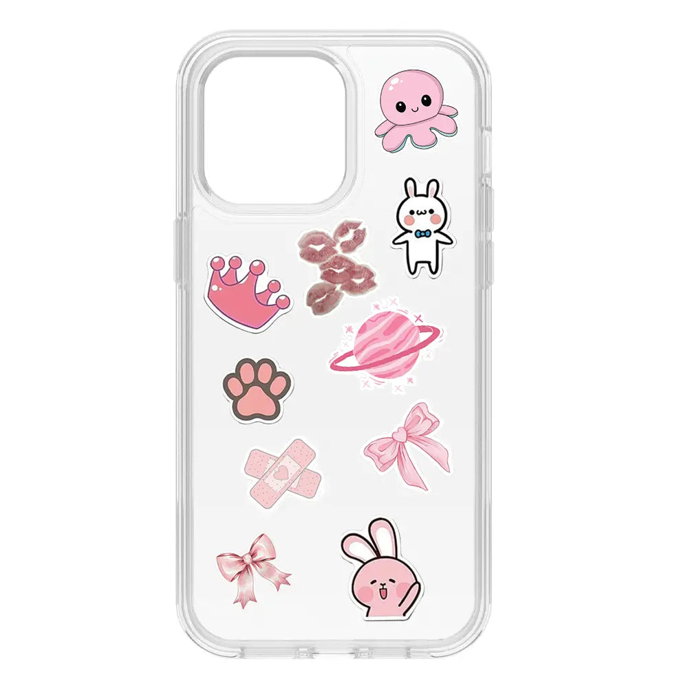 Couquette Themed Stickers on clear case