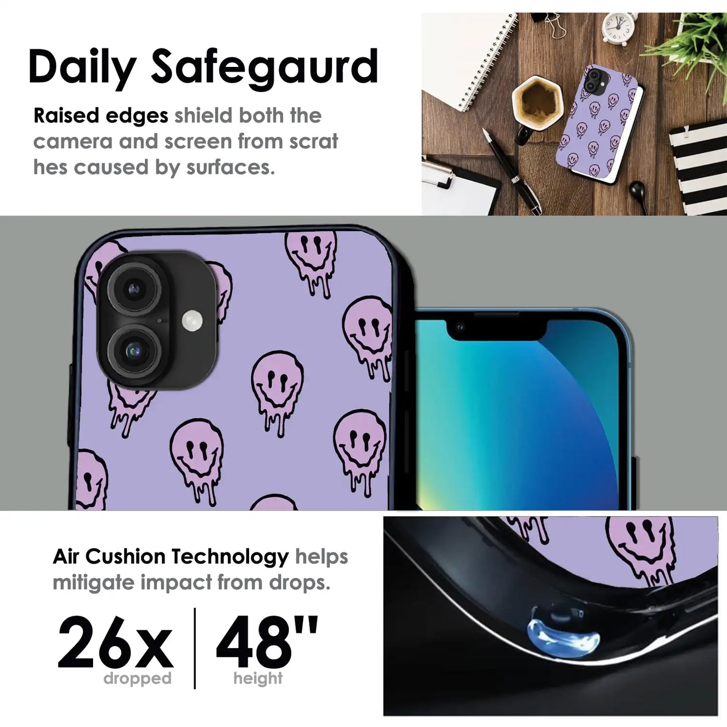 Funny Ghost - Glossy Metal Silicone Case For Apple iPhone Infographic