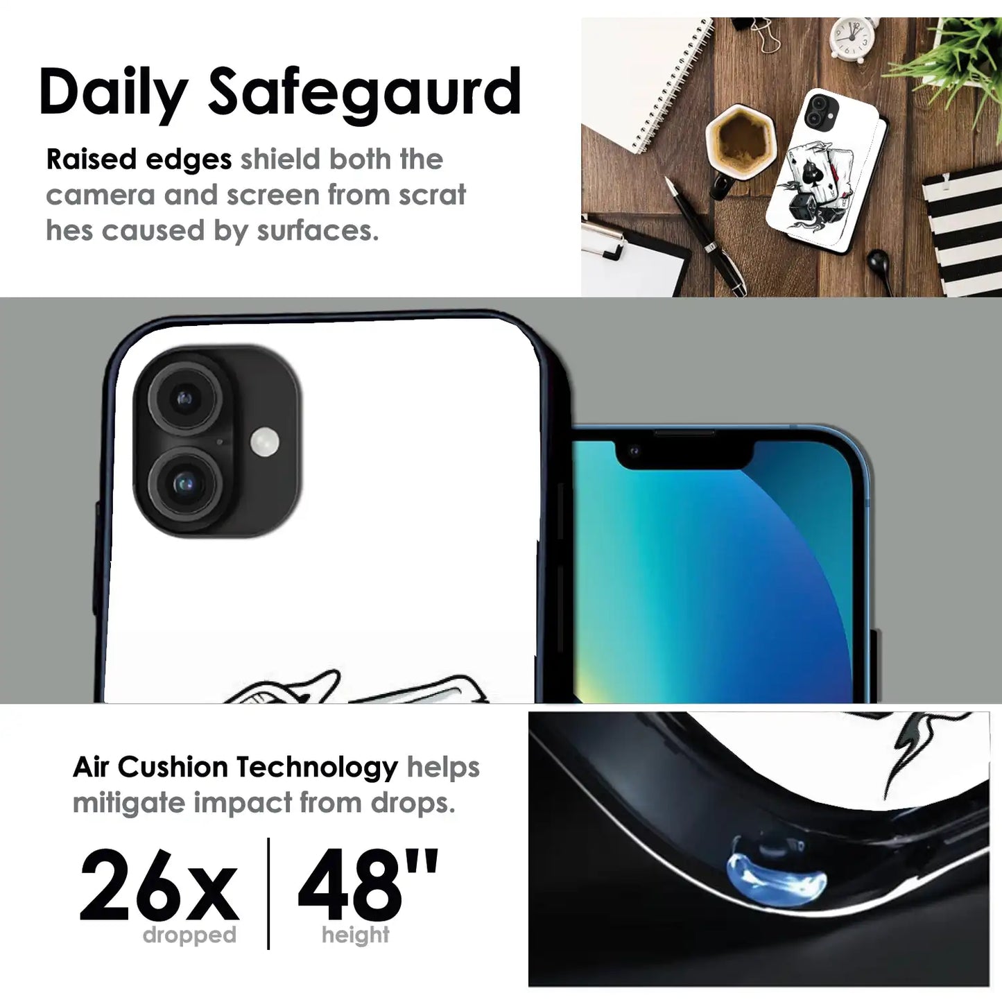 Aces & Dice - Glossy Metal Silicone Case For Apple iPhone Infographic