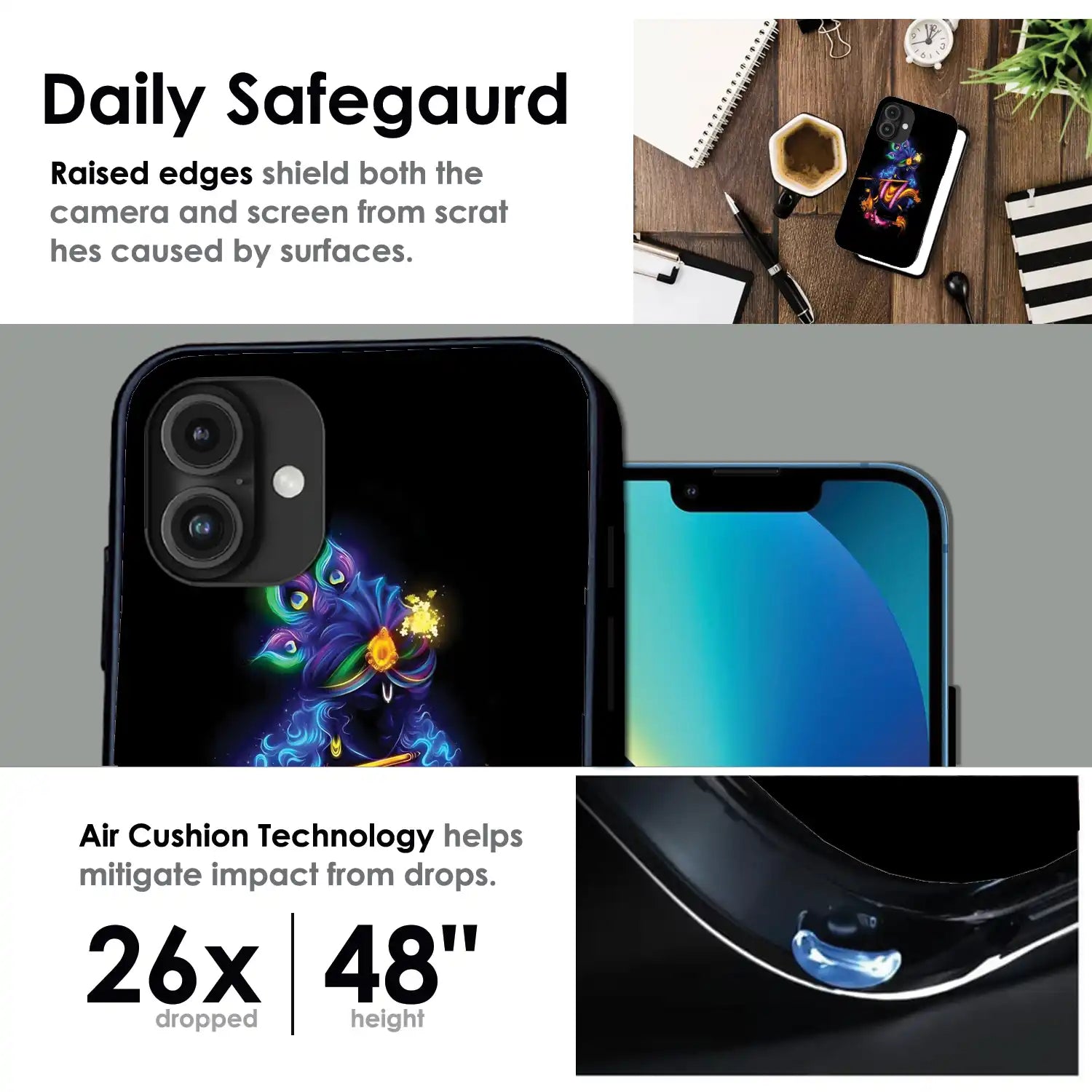 Abstract Krishna - Glossy Metal Silicone Case For Apple iPhone Infographic