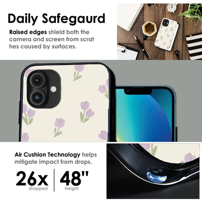 Minimal Tulip Pattern - Glossy Metal Silicone Case For Apple iPhone Infographic