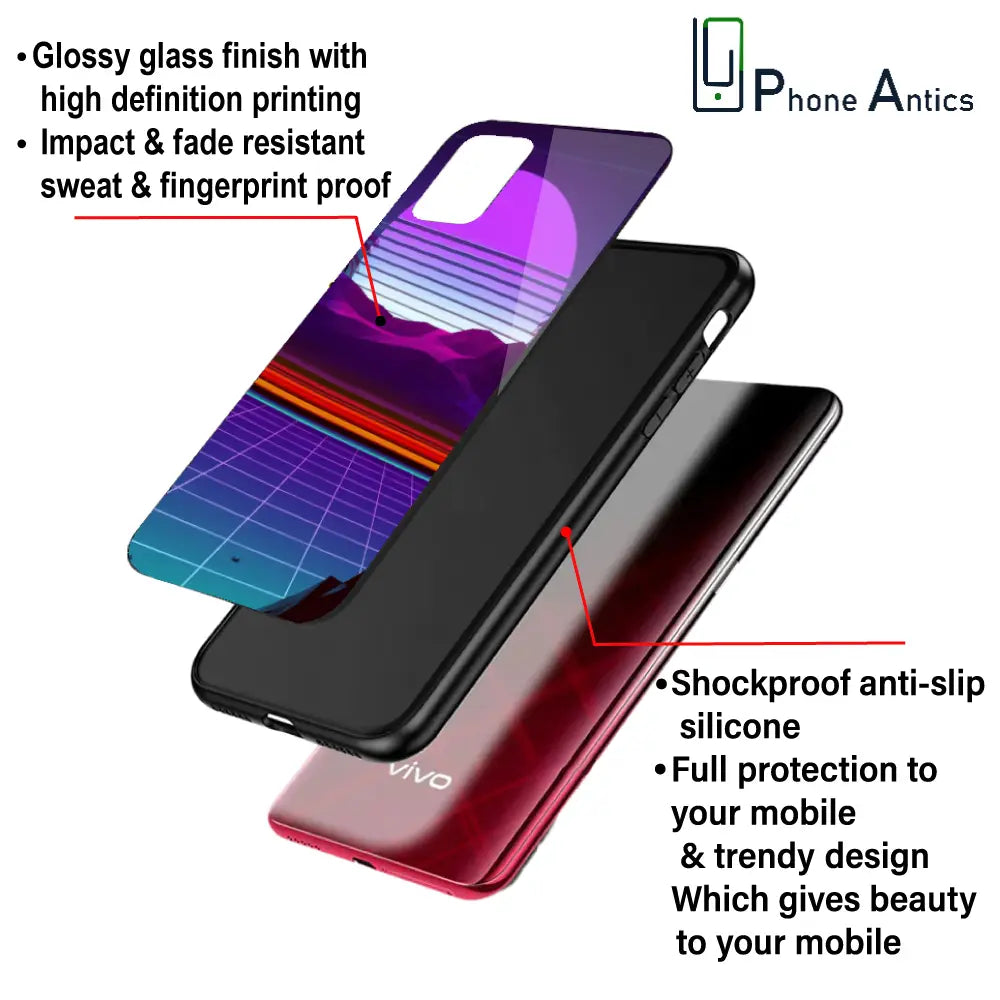 'Electrofloor Synthwave - Glass Case For Apple iPhone Infographic