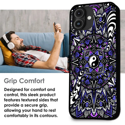 Yin-Yang Mandala Design - Glossy Metal Silicone Case For Apple iPhone Infographic