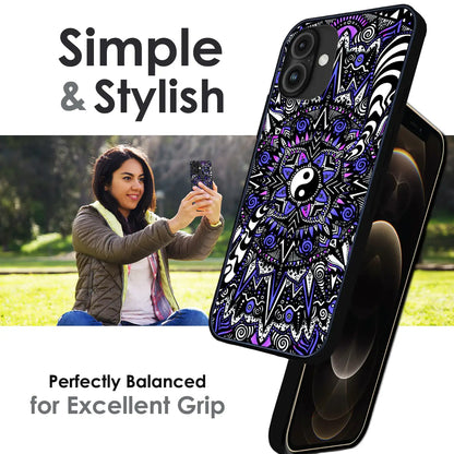 Yin-Yang Mandala Design - Glossy Metal Silicone Case For Apple iPhone Infographic