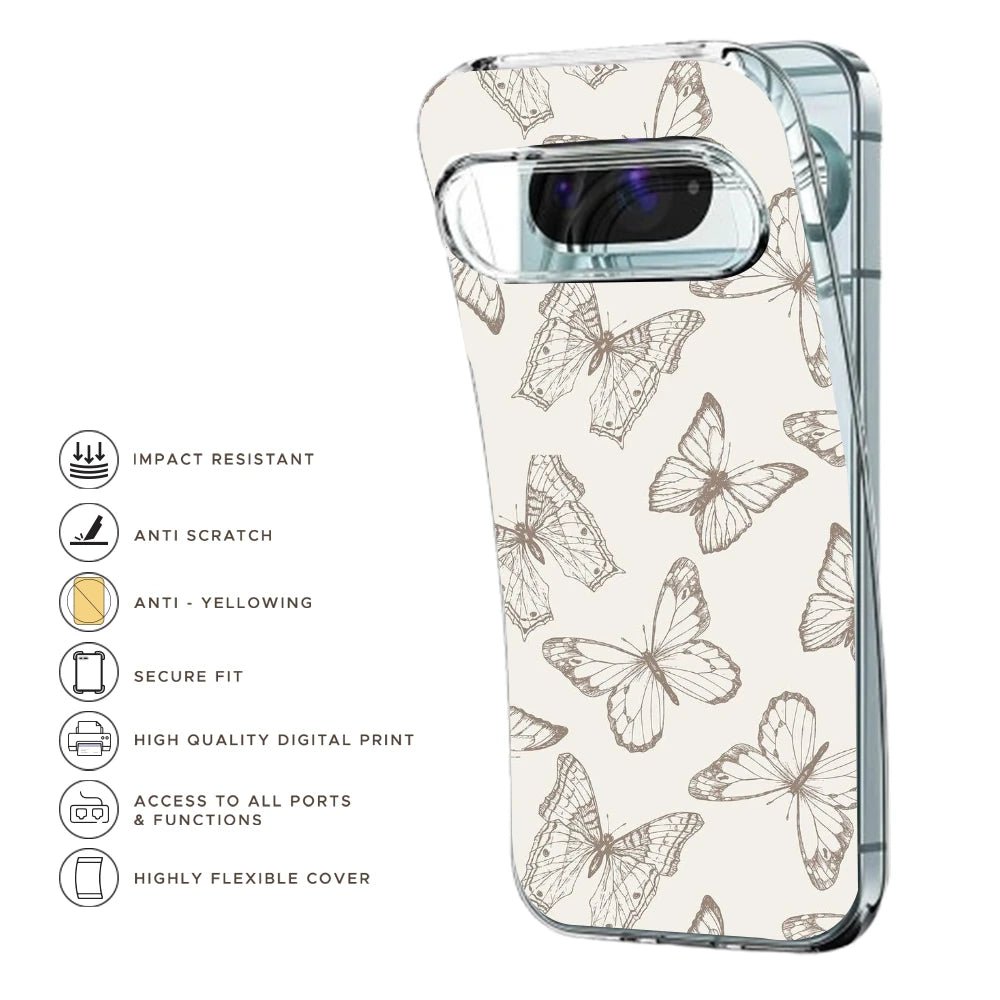 White Butterflies - Printed Silicone Case For Google Pixel Infographic