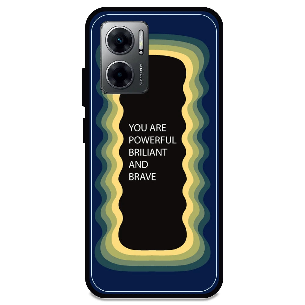 'You Are Powerful, Brilliant & Brave' - Dark Blue Armor Case For Redmi Models Redmi 11 Prime 5G