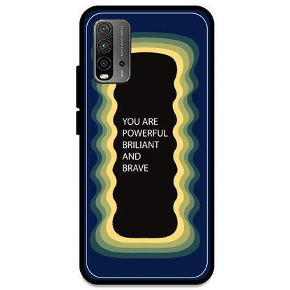 'You Are Powerful, Brilliant & Brave' - Dark Blue Armor Case For Redmi Models Redmi Note 9 Power