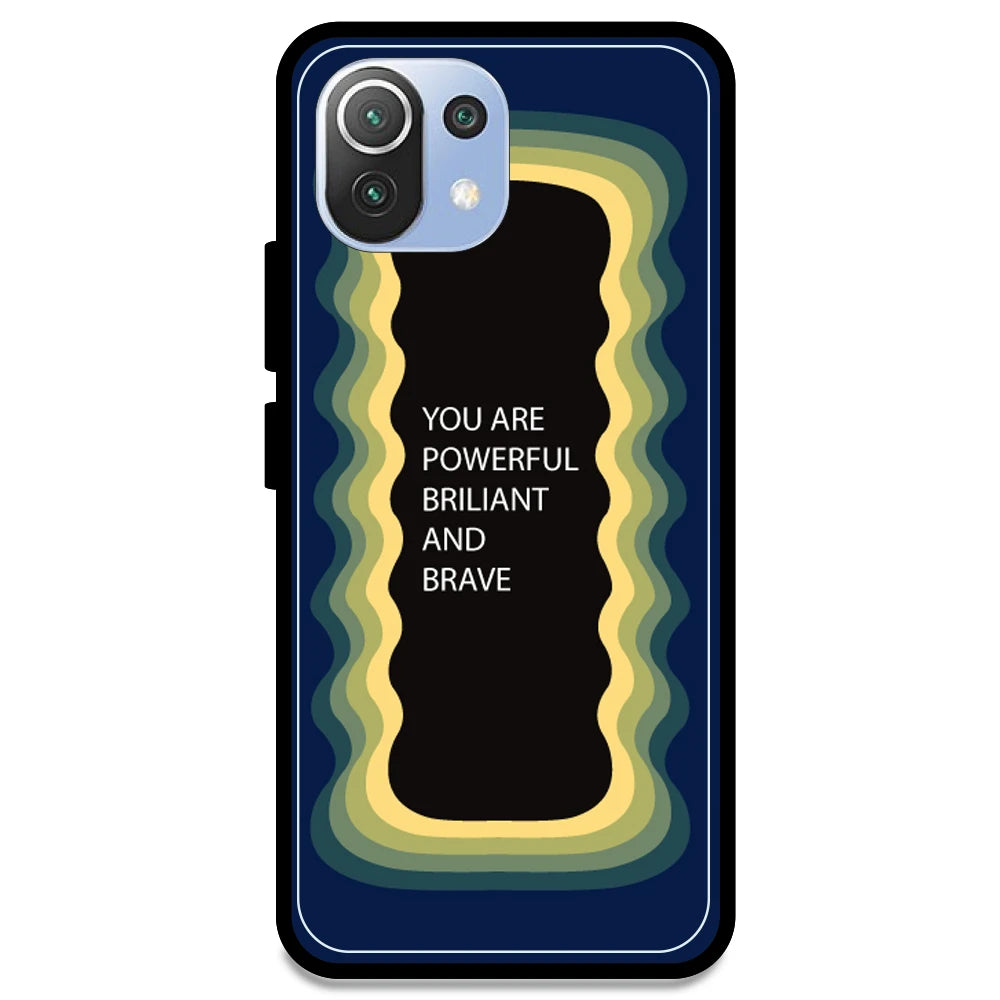 'You Are Powerful, Brilliant & Brave' - Dark Blue Armor Case For Redmi Models Redmi Note 11 Lite