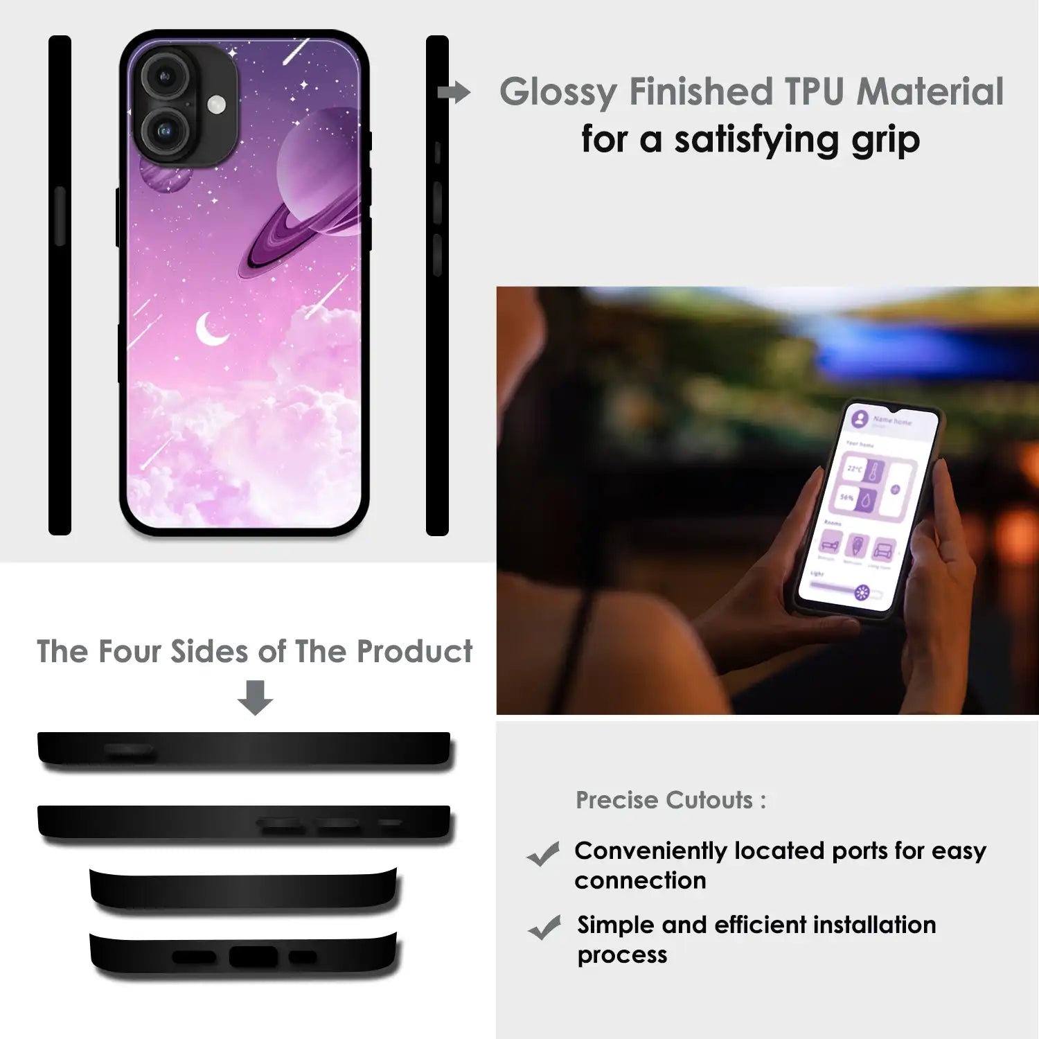 Pastel Galaxy Design - Glossy Metal Silicone Case For Apple iPhone Infographic