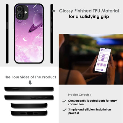 Pastel Galaxy Design - Glossy Metal Silicone Case For Apple iPhone Infographic
