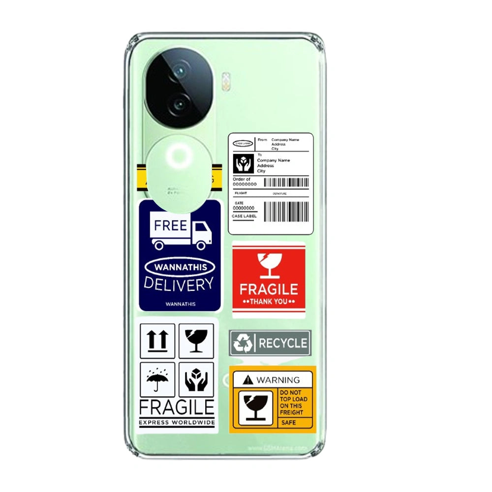 Caution Labels - Clear Printed Silicone Case For IQOO Infograpic