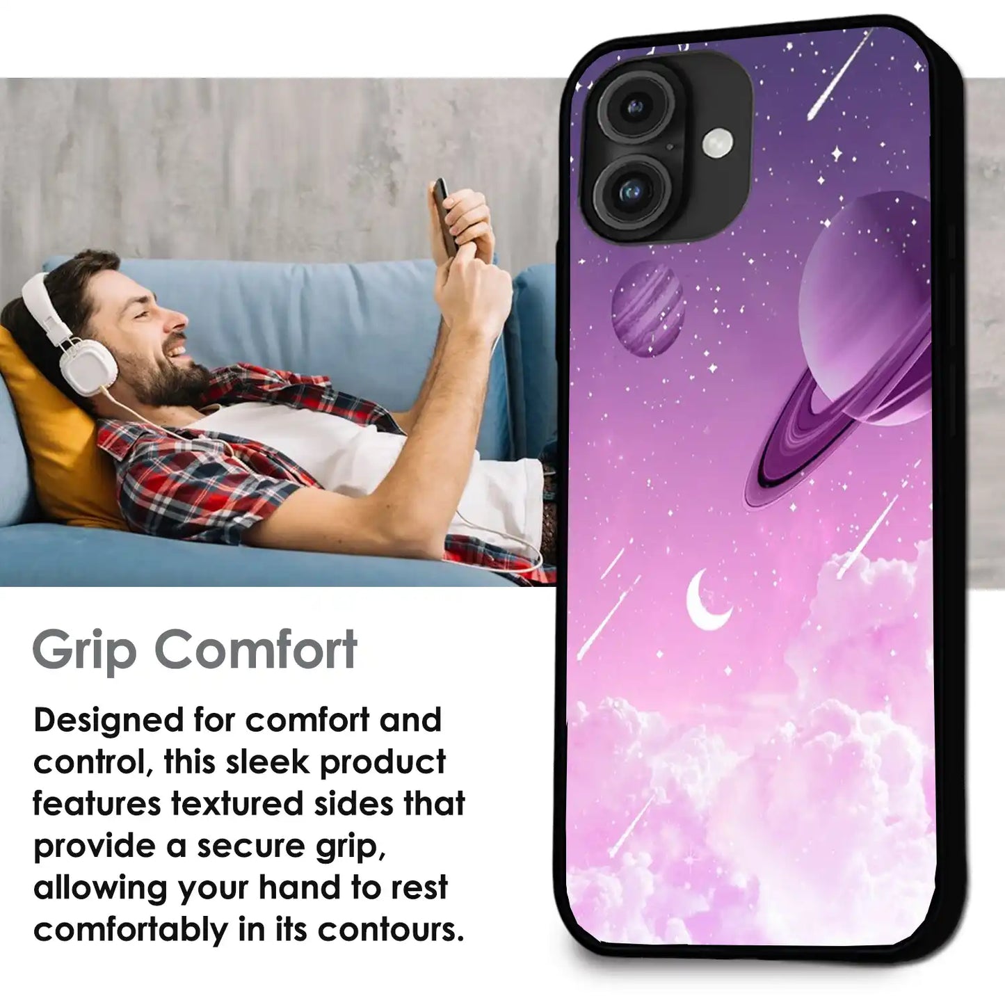 Pastel Galaxy Design - Glossy Metal Silicone Case For Apple iPhone Infographic