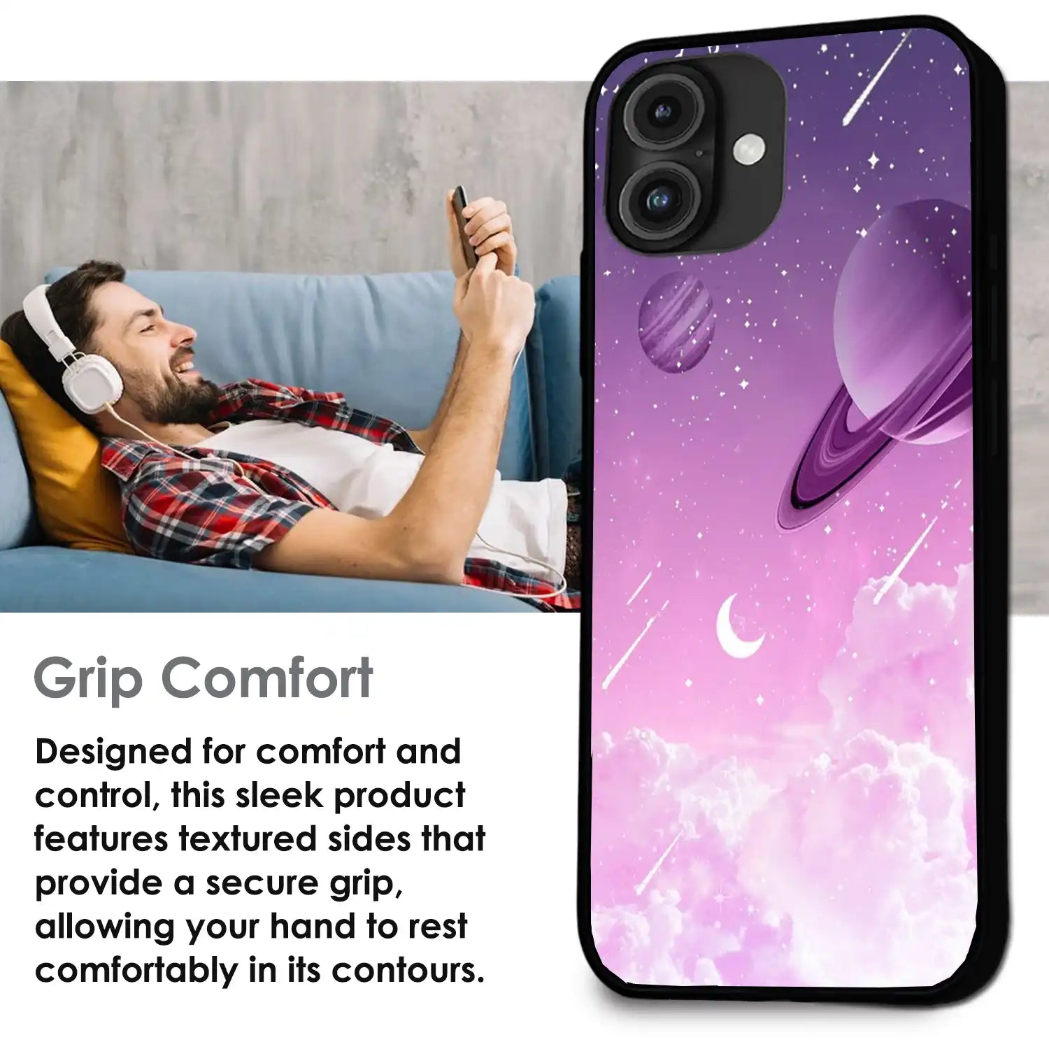 Pastel Galaxy Design - Glossy Metal Silicone Case For Apple iPhone Infographic