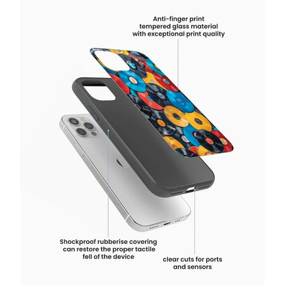 Retro Vinyl Record Pattern - Glass Case For Apple iPhone Infographic