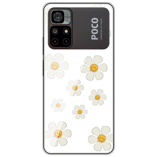 Smile Flowers - Clear Printed Silicone Case For Poco Models