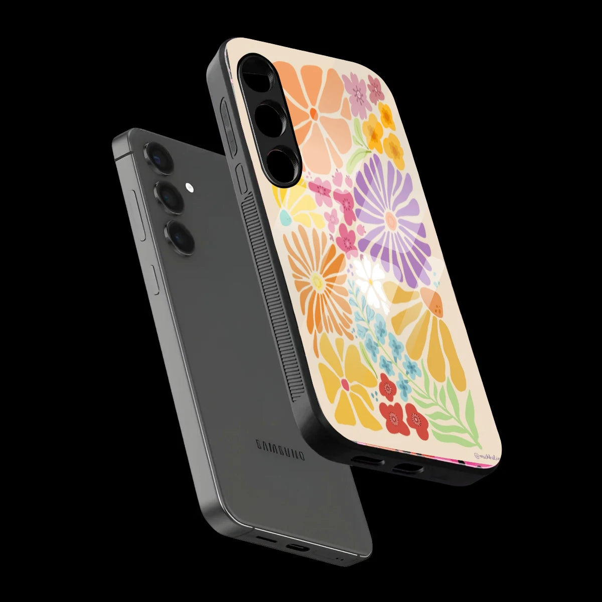 Colorful Floral - Glass Case For Samsung Galaxy Infographic