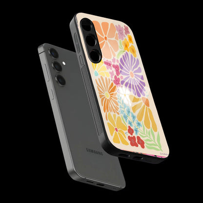 Colorful Floral - Glass Case For Samsung Galaxy Infographic