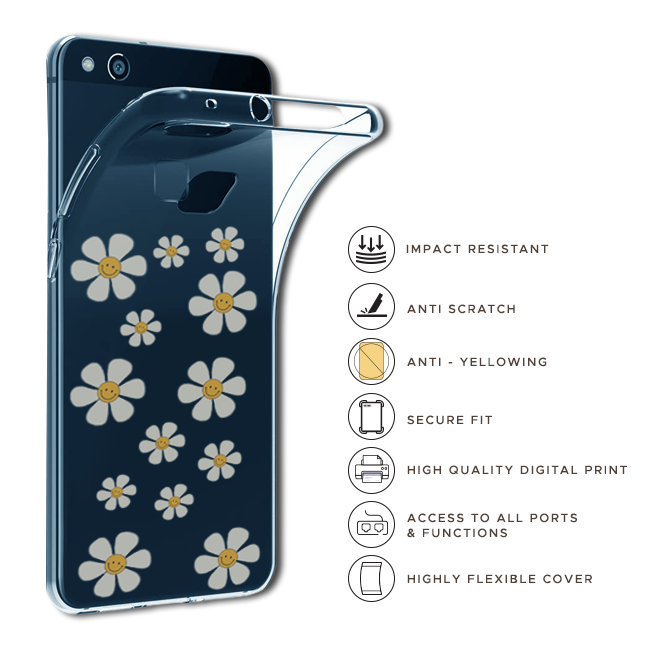 Smile Flowers - Clear Printed Case For Apple iPhone Models infographic